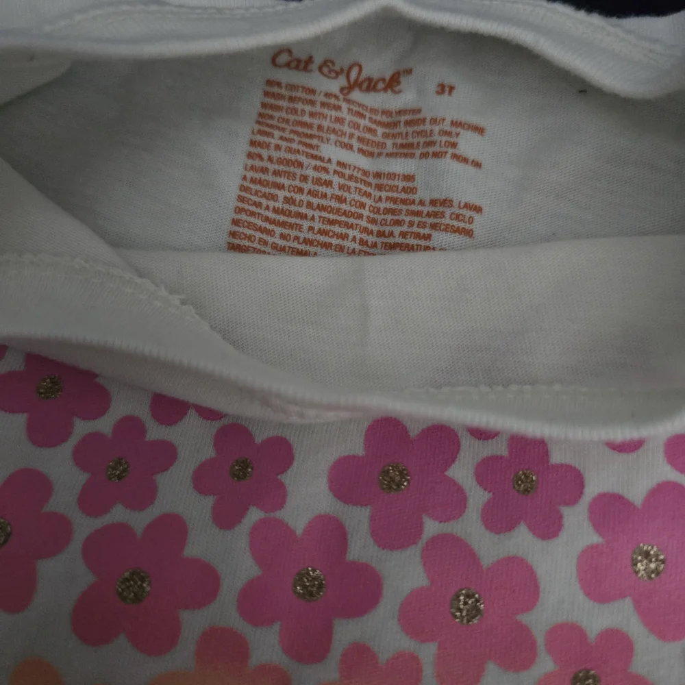 Cat & Jack White Tee with Pink and Yellow Floral Heart